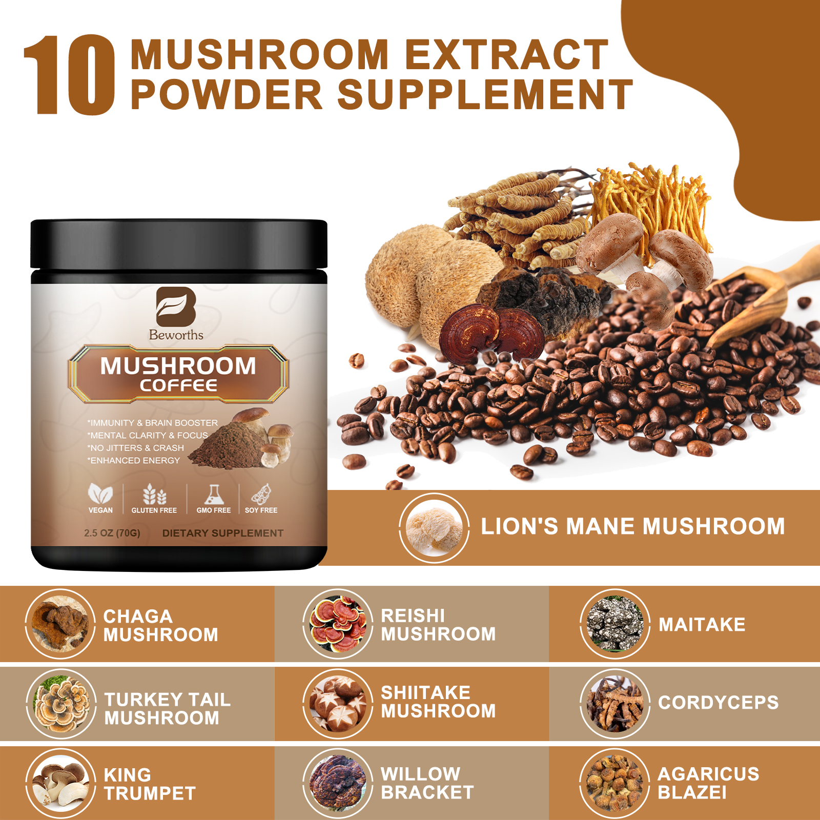 Organic Lion Mane Mushroom Cof – Lion Mane Mushroom recenzja i cena